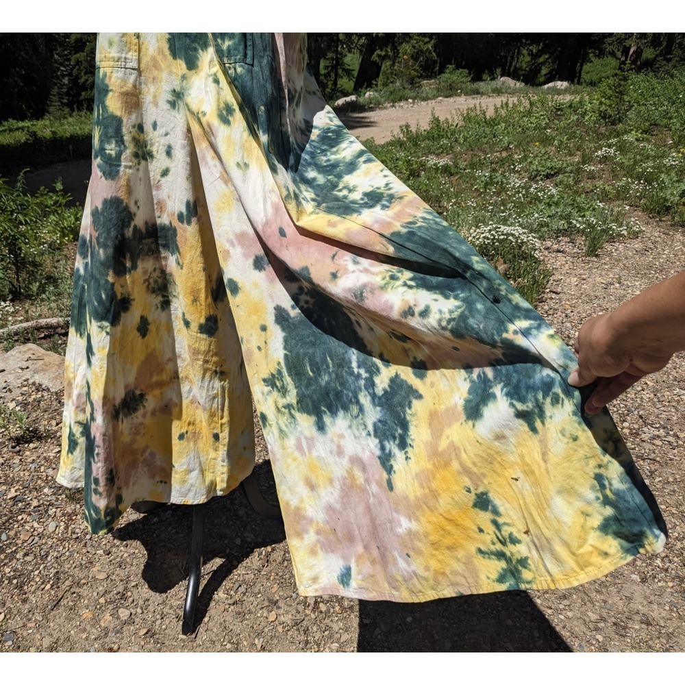 Earthbound Trading Co. Tie Dye Wide Leg Overall Jumpsuit M Festival Boho Hippie - Picture 5 of 16